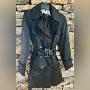 Jessica Simpson double breasted trench coat shiny black PM